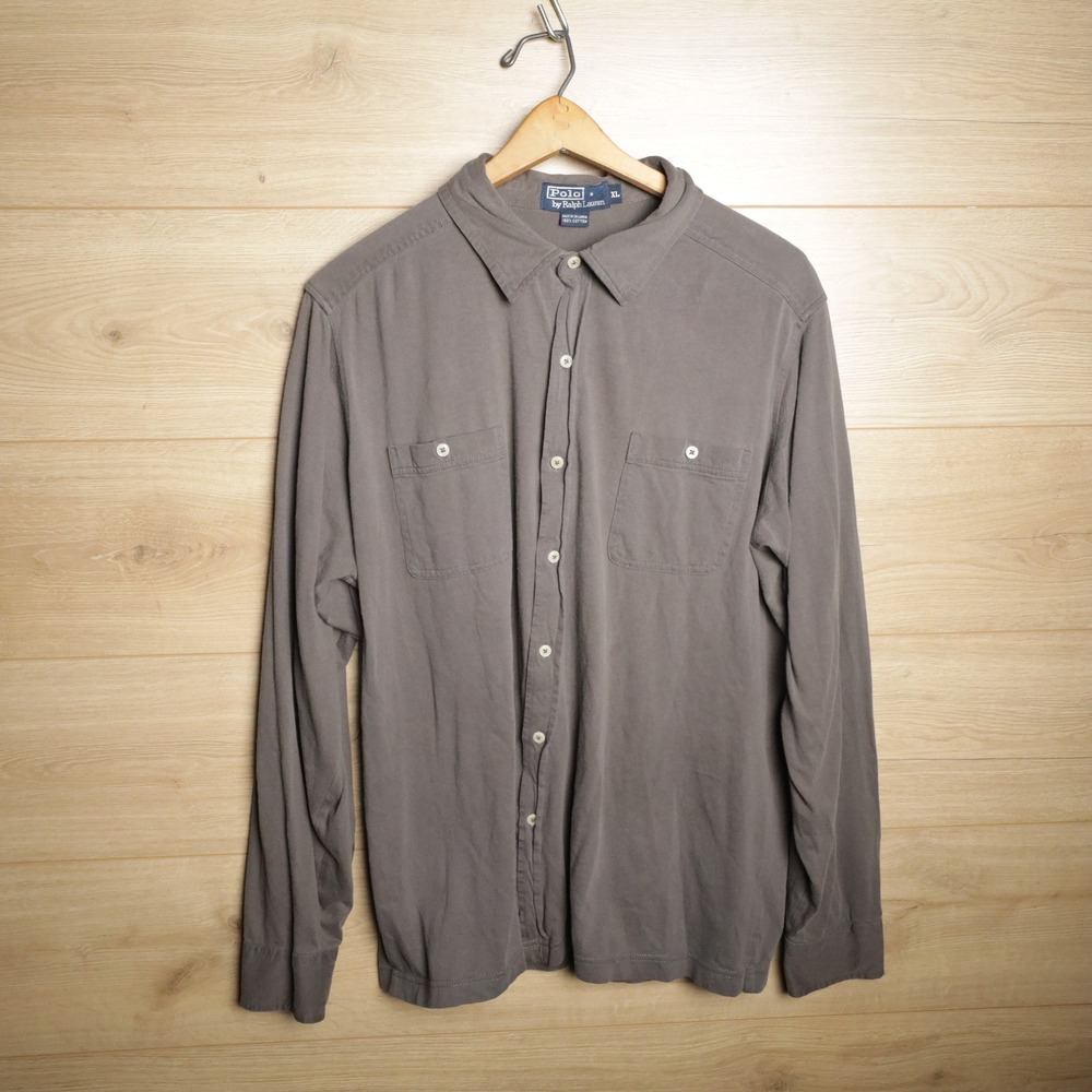 Polo Ralph Lauren Long Sleeve Button Down Shirt Gray XL Chest‎ Pockets